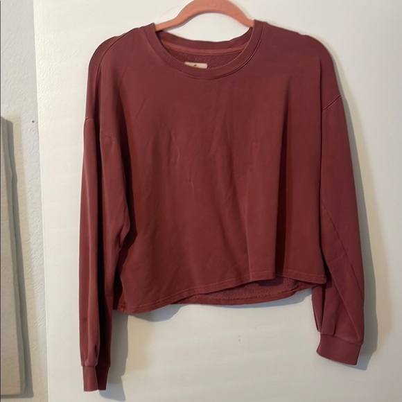 Marine Layer Sweaters - Marine Layer Red Relaxed Crop Crewneck Sweater